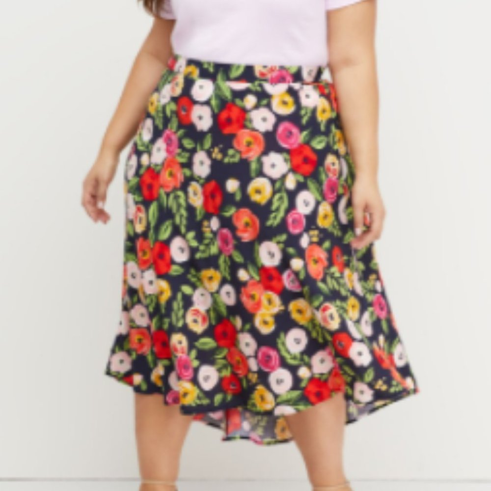 Floral midi length skirt